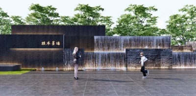 现代假山水景3D模型下载